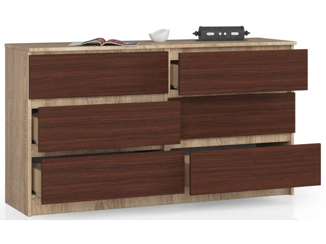 KOMODA K140 6SZ CLP DĄB SONOMA / WENGE