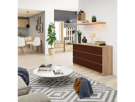 KOMODA K140 6SZ CLP DĄB SONOMA / WENGE