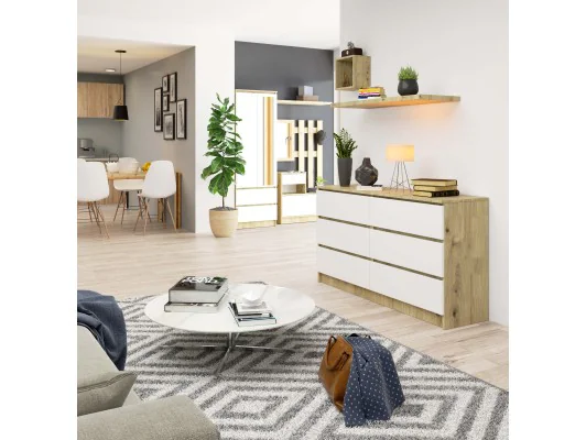 KOMODA K140 6SZ CLP DĄB ARTISAN / BIAŁY