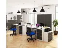Biurko komputerowe A-11 135 cm 6 szuflad - białe-grafit szary