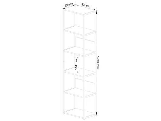 REGAŁ METALOWY LOFT 500 CZARNY/DĄB CRAFT