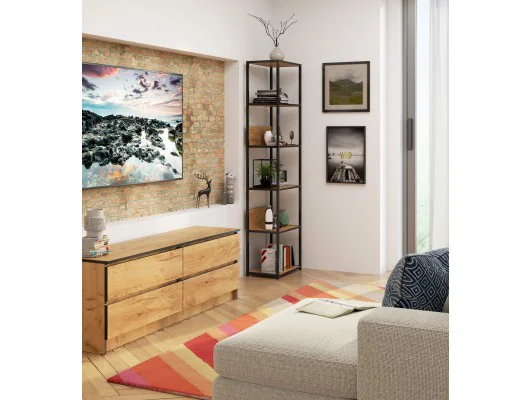 REGAŁ METALOWY LOFT 500 CZARNY/DĄB CRAFT