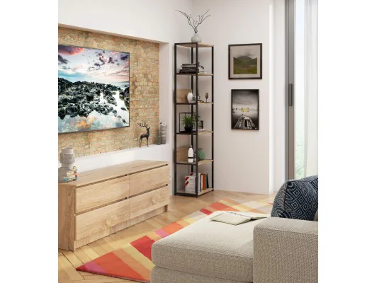 REGAŁ METALOWY LOFT 500 CZARNY/DĄB SONOMA