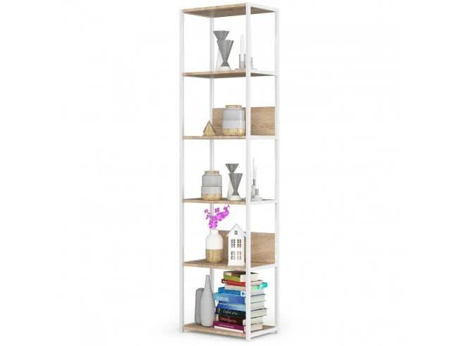 REGAŁ METALOWY LOFT 500 BIAŁY/DĄB SONOMA