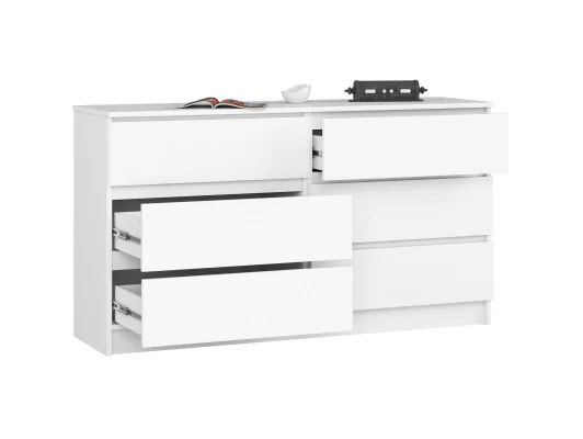 KOMODA K 140 cm 6 SZUFLAD PK BIAŁA