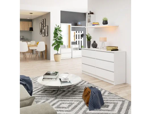 KOMODA K 140 cm 6 SZUFLAD PK BIAŁA