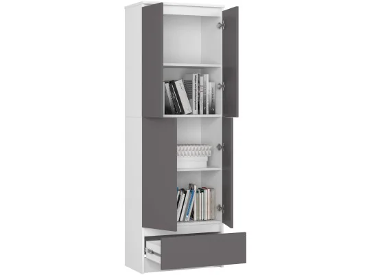 REGAŁ ZAMKNIETY R60 4D 1SZ CLP PK BIAŁY / SZARY