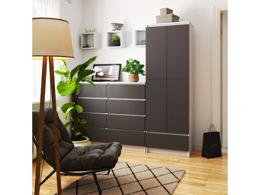 REGAŁ ZAMKNIETY R60 4D 1SZ CLP PK BIAŁY / SZARY