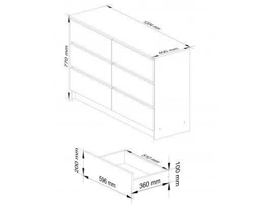 KOMODA K120 6SZ CLP BIAŁY / SONOMA