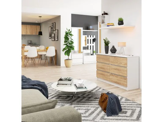 KOMODA K120 6SZ CLP BIAŁY / SONOMA