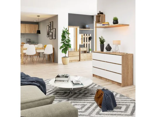KOMODA K120 6SZ CLP PK DĄB SONOMA / BIAŁY