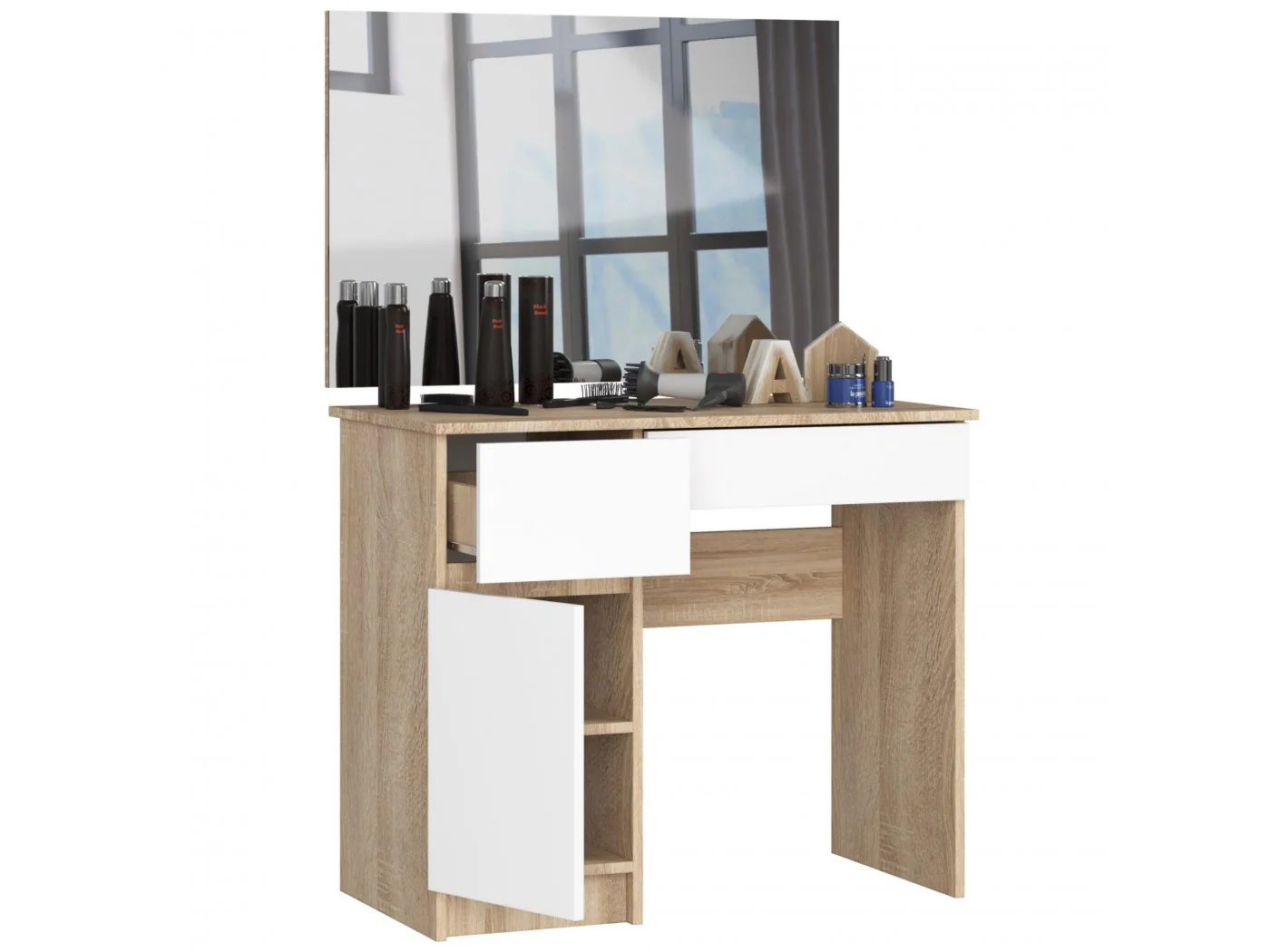 Toaletka z lustrem CLP P-2/SL 900x600 LEWE DĄB SONOMA / BIAŁA Toaletka z lustrem CLP P-2/SL 900x600 LEWE DĄB SONOMA / BIAŁA