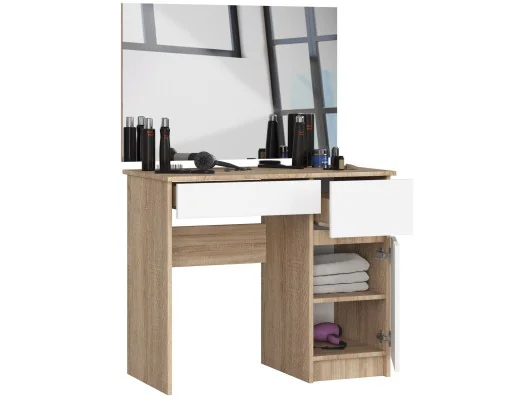 Zobacz Toaletka z lustrem CLP P-2/SL 900x600 PRAWA DĄB SONOMA / BIAŁA Toaletka z lustrem CLP P-2/SL 900x600 PRAWA DĄB SONOMA / BIAŁA