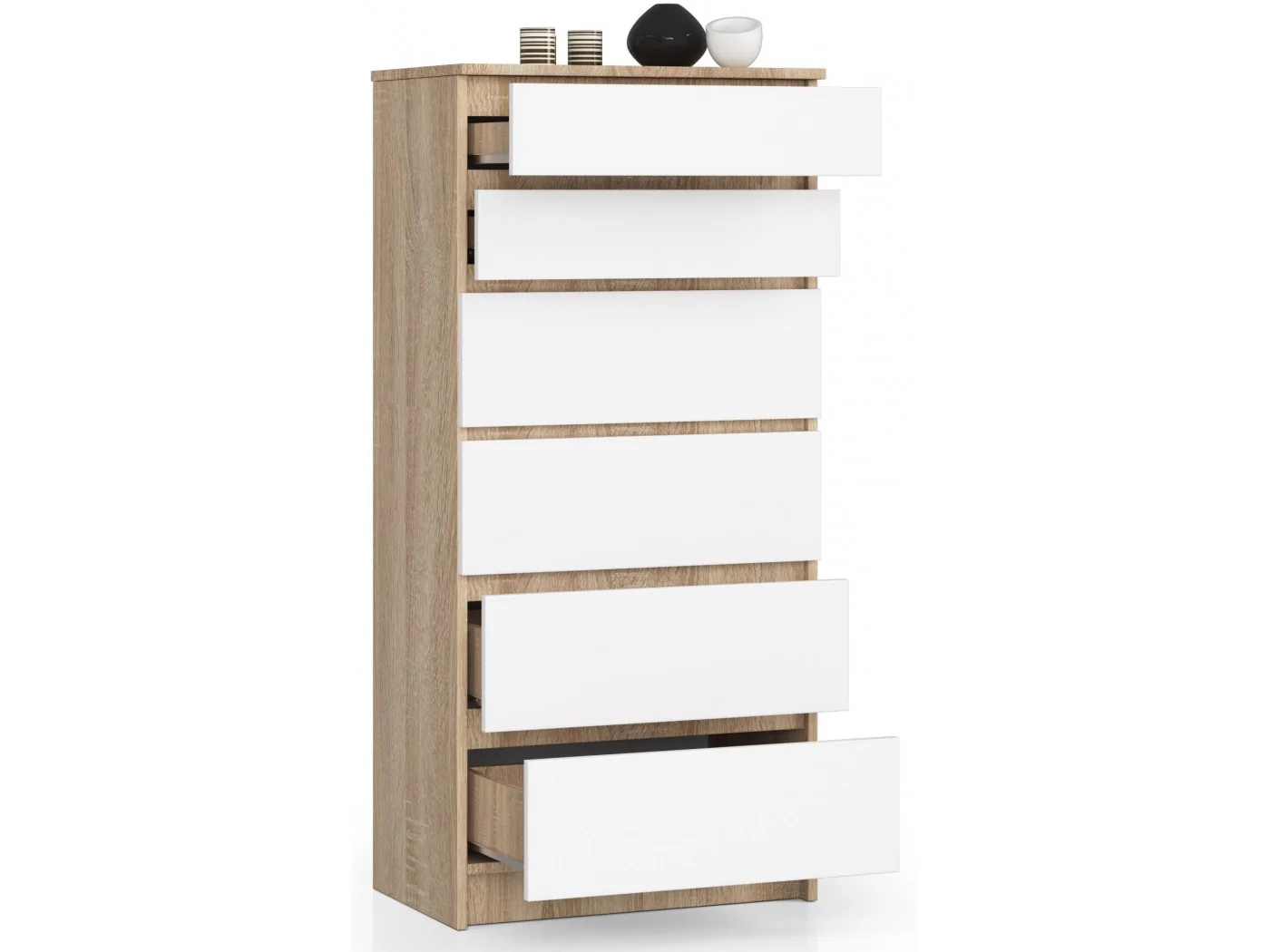 KOMODA K60 6SZ CLP DĄB SONOMA / BIAŁA KOMODA K60 6SZ CLP DĄB SONOMA / BIAŁA