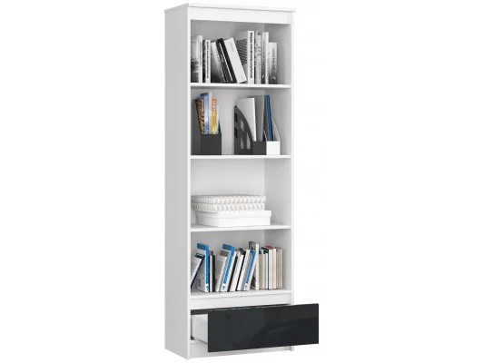 REGAŁ R 60 cm CLP 1 SZUFLADA 4 PÓŁKI BIAŁY / GRAFIT POŁYSK