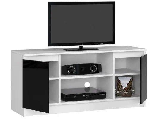 SZAFKA RTV 120 cm 2D 1P CZARNY AKRYL WYSOKI POŁYSK