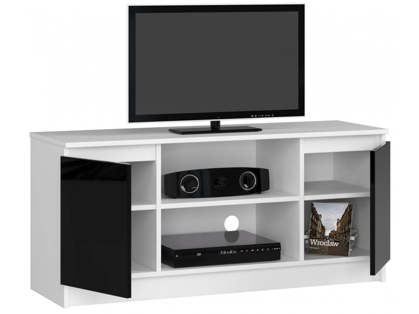 SZAFKA RTV 120 cm 2D 1P CZARNY AKRYL WYSOKI POŁYSK SZAFKA RTV 120 cm 2D 1P CZARNY AKRYL WYSOKI POŁYSK