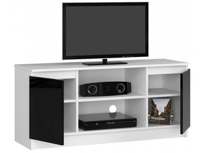 SZAFKA RTV 120 cm 2D 1P CZARNY AKRYL WYSOKI POŁYSK