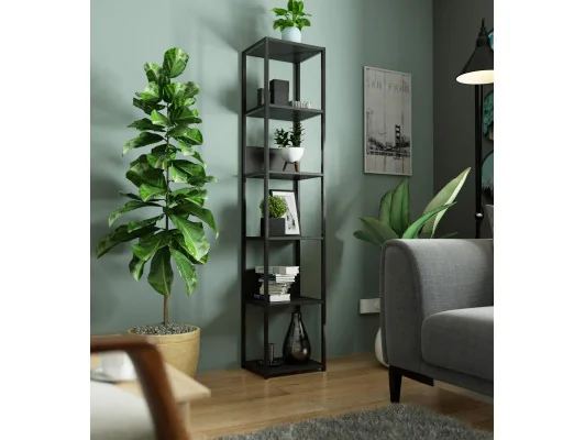 Regał loftowy metalowy 40 cm - czarny-czarny - 6 półek