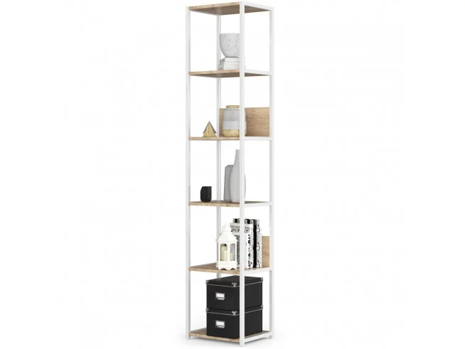 REGAŁ METALOWY LOFT 400 BIAŁY/DĄB SONOMA