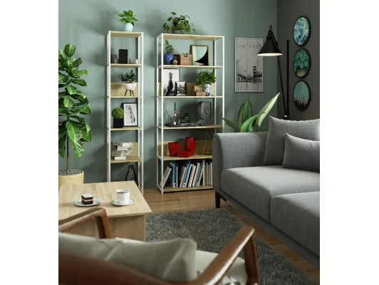 REGAŁ METALOWY LOFT 400 BIAŁY/DĄB ARTISAN