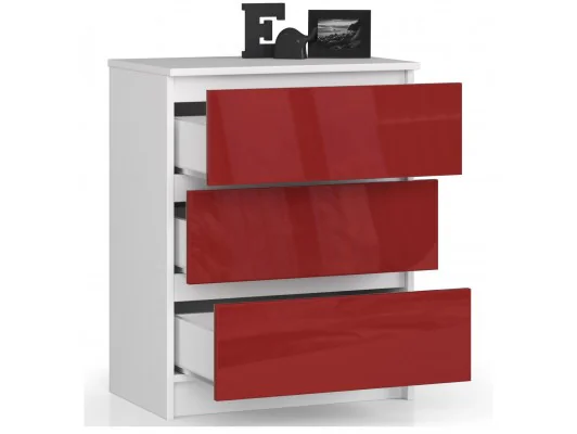Zobacz KOMODA K60 3SZ CLP CZERWONY POŁYSK KOMODA K60 3SZ CLP CZERWONY POŁYSK