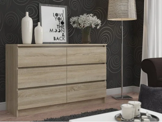 Zobacz KOMODA K120 6SZ CLP PK DĄB SONOMA KOMODA K120 6SZ CLP PK DĄB SONOMA