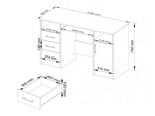 BIURKO ANA PK DĄB SONOMA / BIAŁY