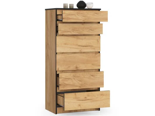 Zobacz KOMODA K60 6SZ CLP DĄB CRAFT KOMODA K60 6SZ CLP DĄB CRAFT