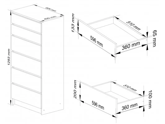 KOMODA K60 6SZ CLP DĄB CRAFT