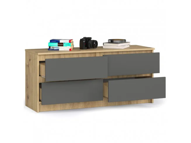 KOMODA K120 4SZ CLP DĄB ARTISAN / SZARY