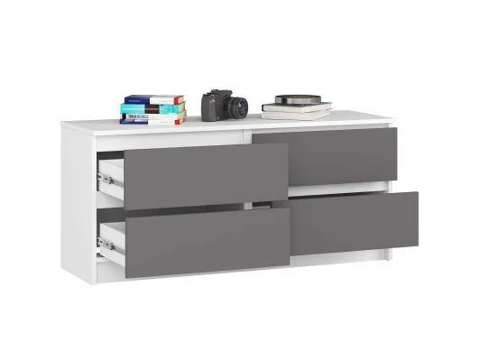 Zobacz KOMODA K120 4SZ CLP PK BIAŁY / SZARY KOMODA K120 4SZ CLP PK BIAŁY / SZARY