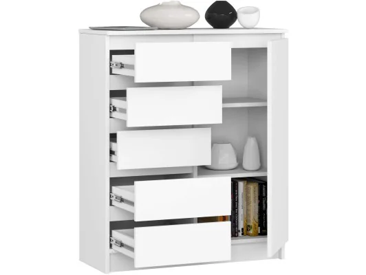 Zobacz KOMODA K80 1D 5SZ PK BIAŁY KOMODA K80 1D 5SZ PK BIAŁY