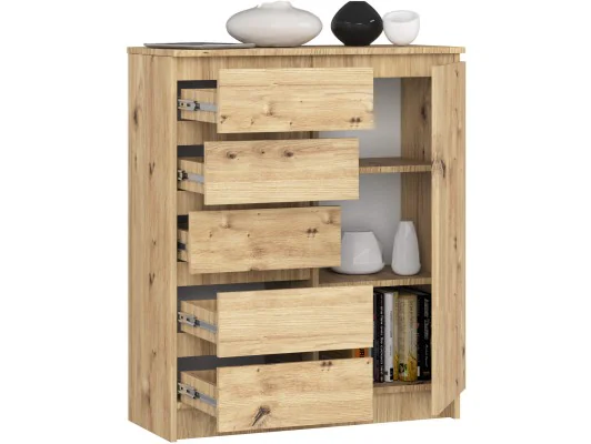 Zobacz KOMODA K80 1D 5SZ PK DĄB ARTISAN KOMODA K80 1D 5SZ PK DĄB ARTISAN