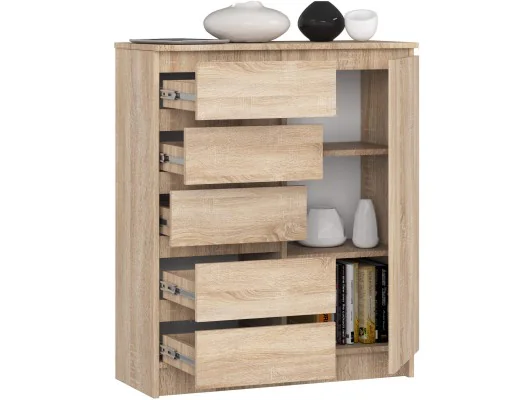 Zobacz KOMODA K80 1D 5SZ PK DĄB SONOMA KOMODA K80 1D 5SZ PK DĄB SONOMA