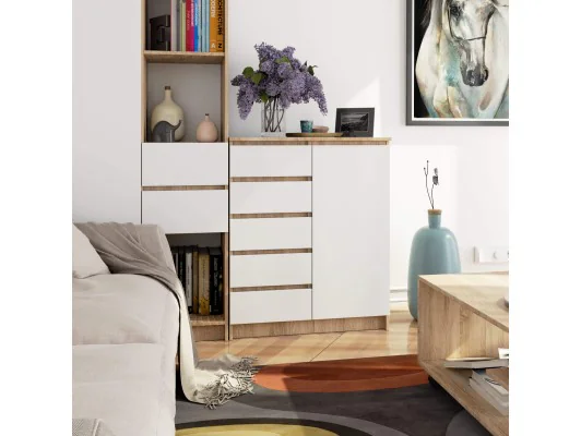KOMODA K80 1D 5SZ PK DĄB SONOMA / BIAŁA