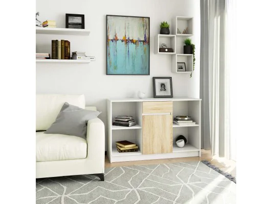 KOMODA B-17 120 cm 1 SZUFLADA 1 DRZWI PK BIAŁA / SONOMA