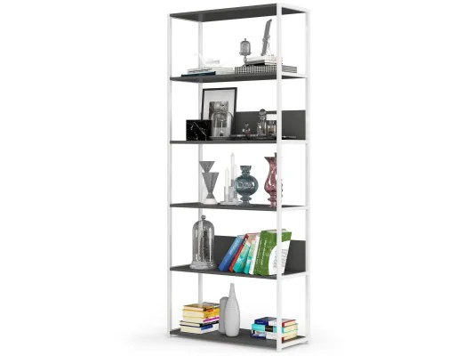 Zobacz Regał loftowy metalowy 80 cm - biały-szary - 6 półek Regał loftowy metalowy 80 cm - biały-szary - 6 półek