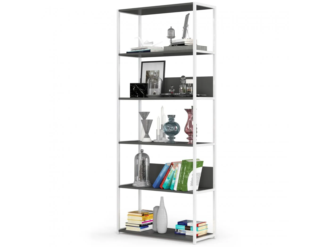 Regał loftowy metalowy 80 cm - biały-szary - 6 półek Regał loftowy metalowy 80 cm - biały-szary - 6 półek