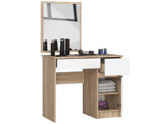 Zobacz Toaletka z lustrem CLP P-2/SL PRAWA DĄB SONOMA / BIAŁA Toaletka z lustrem CLP P-2/SL PRAWA DĄB SONOMA / BIAŁA