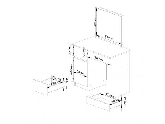 TOALETKA Z LUSTREM CLP P-2/SL LEWE PK DĄB CRAFT / BIAŁA