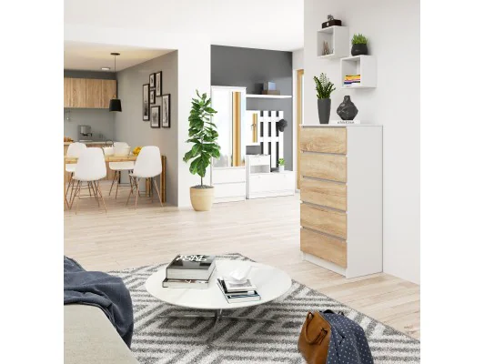 KOMODA K60 5SZ CLP PK BIAŁY / SONOMA