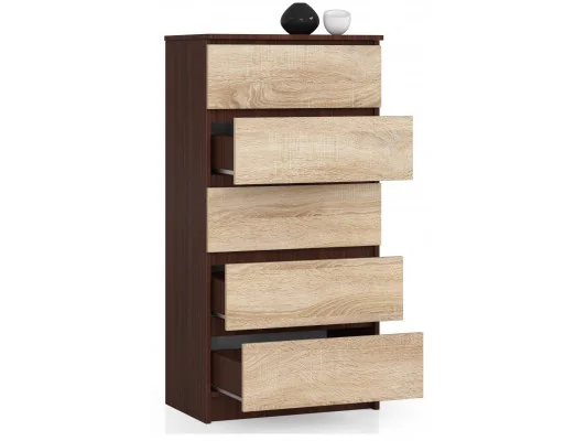 Zobacz KOMODA K 60 cm 5 SZUFLAD WENGE / SONOMA KOMODA K 60 cm 5 SZUFLAD WENGE / SONOMA