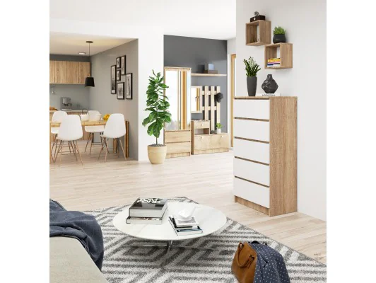 KOMODA K60 5SZ CLP PK DĄB SONOMA / BIAŁA