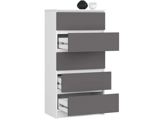 Zobacz KOMODA K60 5SZ CLP PK BIAŁY / SZARY KOMODA K60 5SZ CLP PK BIAŁY / SZARY