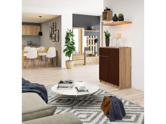 KOMODA K80 2D 1SZ CLP PK DĄB SONOMA / WENGE