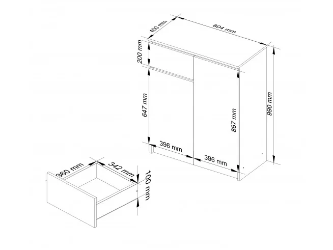 KOMODA K80 2D 1SZ CLP PK BIAŁY / DĄB SONOMA