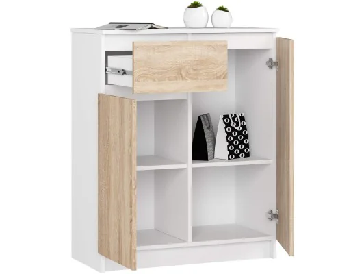 KOMODA K80 2D 1SZ CLP PK BIAŁY / DĄB SONOMA