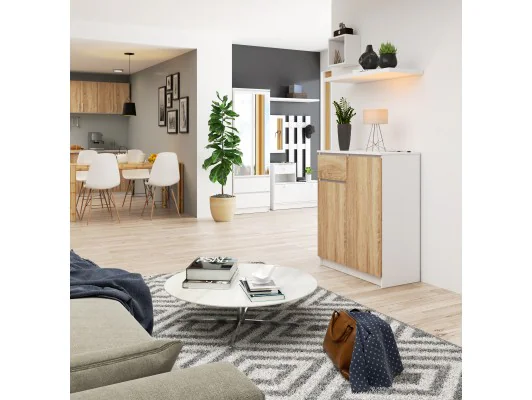 KOMODA K80 2D 1SZ CLP PK BIAŁY / DĄB SONOMA