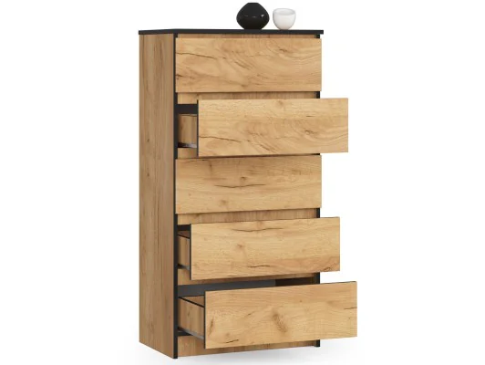 Zobacz KOMODA K60 5SZ CLP DĄB CRAFT KOMODA K60 5SZ CLP DĄB CRAFT